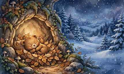 The Bear Cub's First Winter Sleep