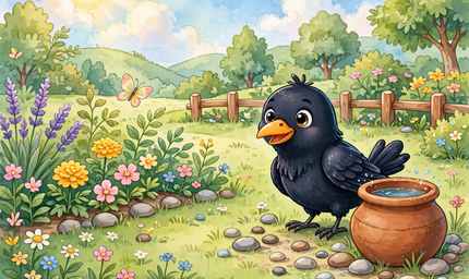 The Thirsty Crow and the Pot of Water