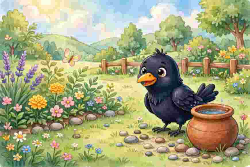 The Thirsty Crow and the Pot of Water