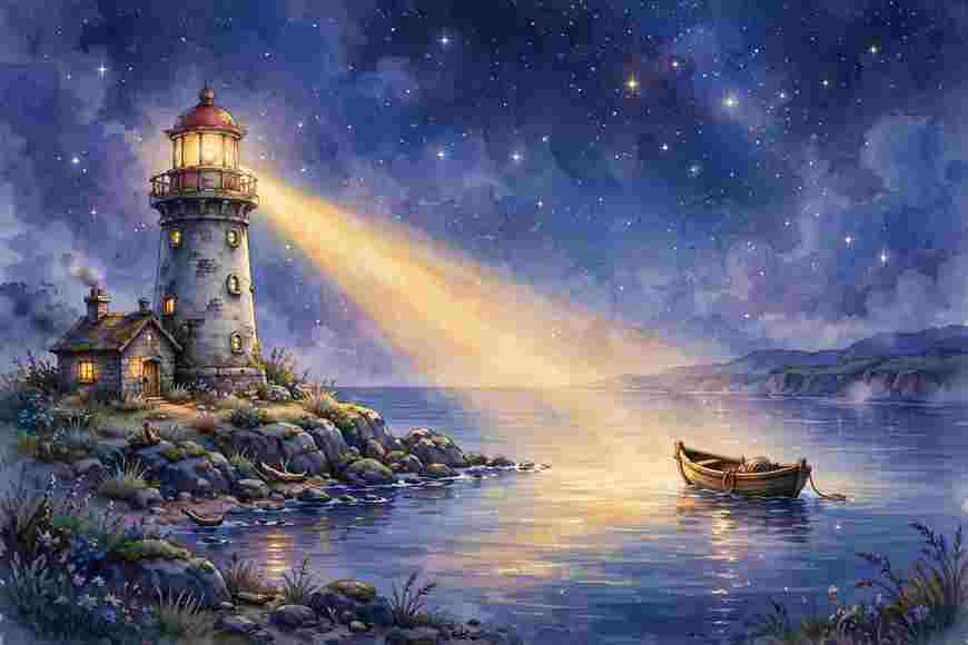 The Old Lighthouse and the Little Boat