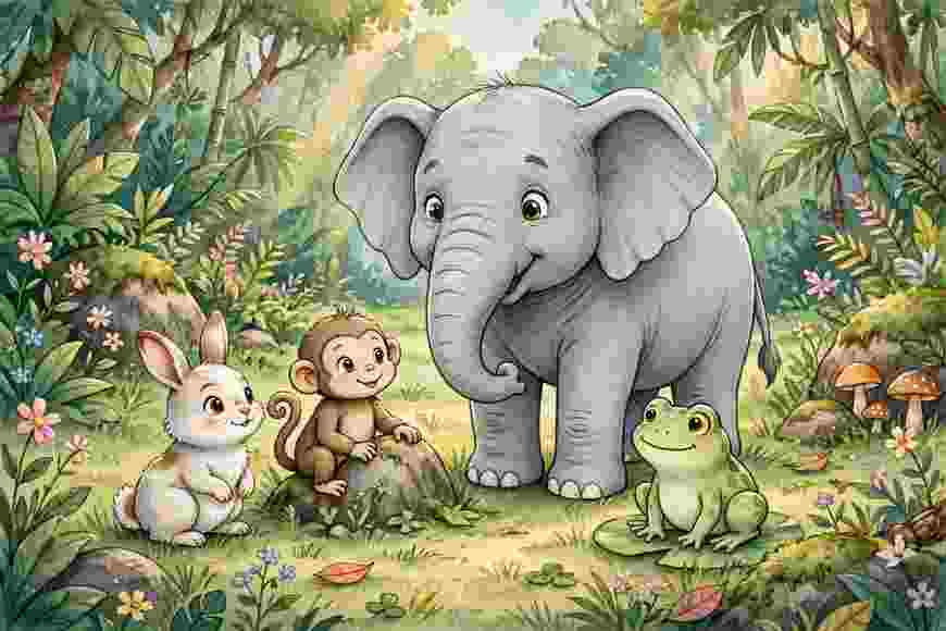 The Elephant and His Friends